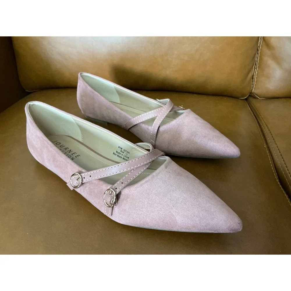 Journee Collection Patricia Flats Womens 12 Blush Pointed Toe Strappy